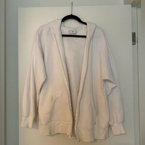 Tna White Oversized Boyfriend Zip Up Hoodie